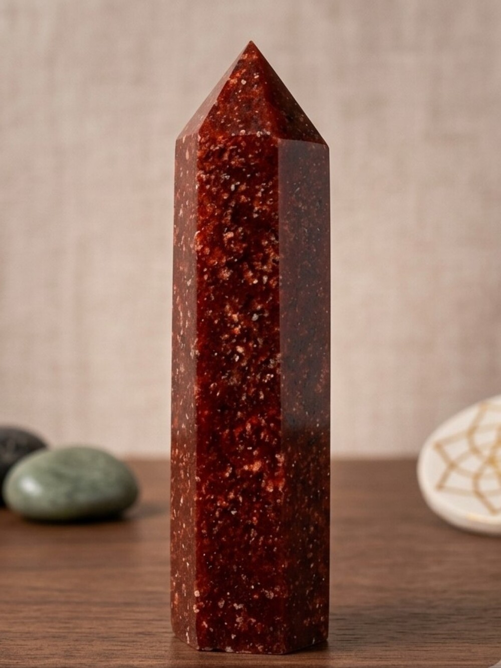 Polished Red Strawberry Quartz Crystal Tower
